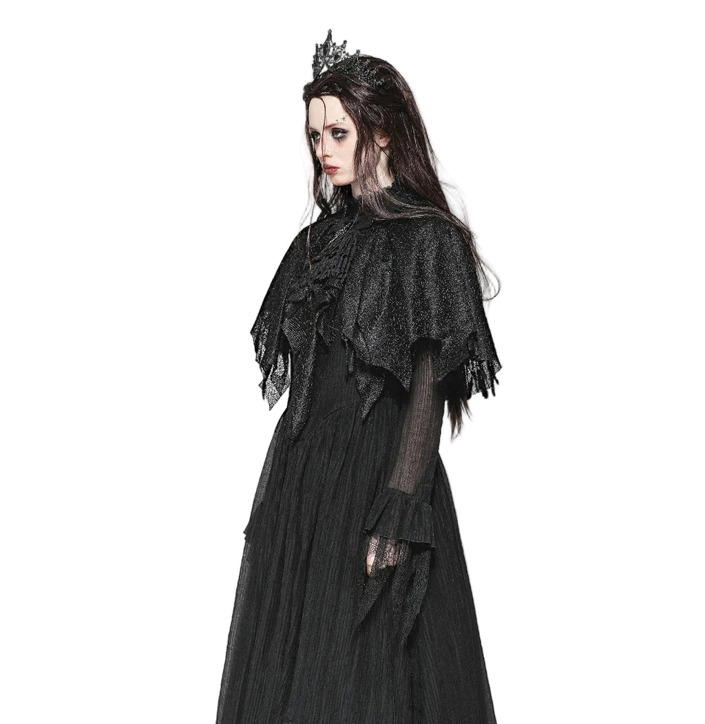 Tattered Cape Shrug With Crucifix Cravat