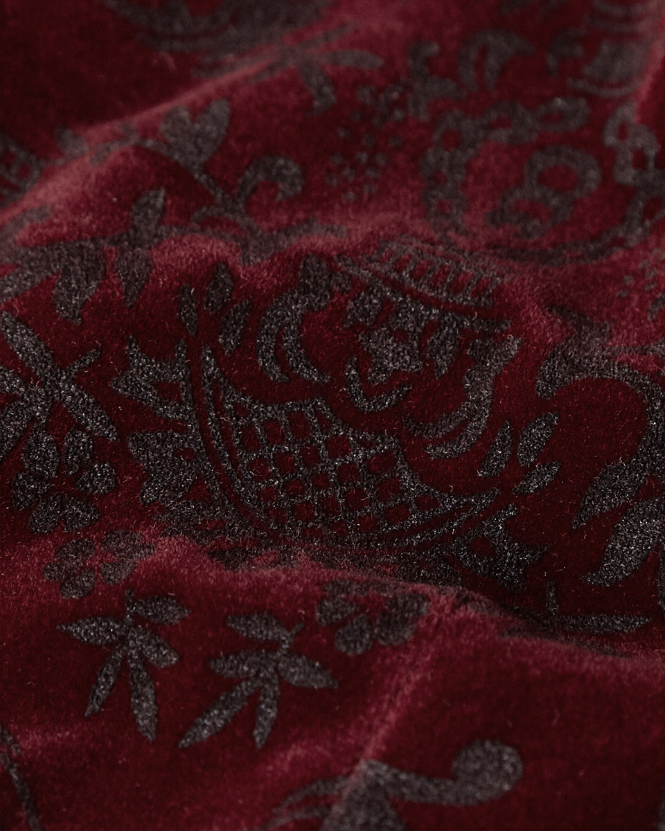 Red Alcazar Button Up Velvet Waistcoat