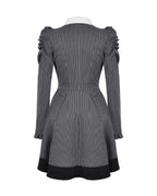 Pinstripe Scissor Cravat Collar Dress