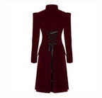 Mid Length Elegant Red Velvet Gothic Coat