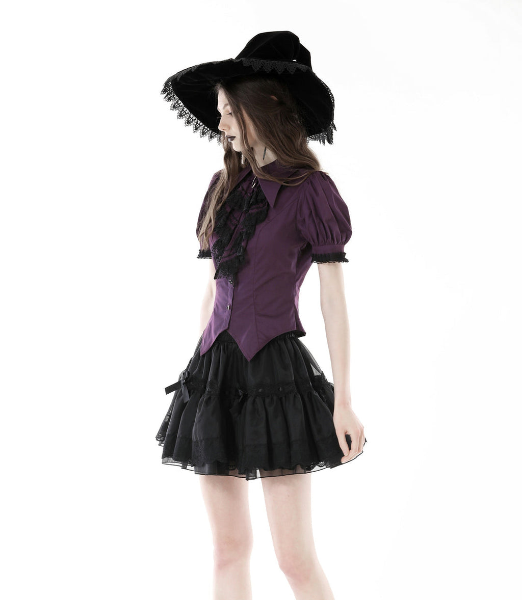 Purple Moon Witch Ruffle Blouse