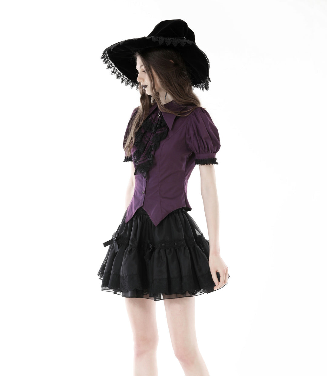 Purple Moon Witch Ruffle Blouse