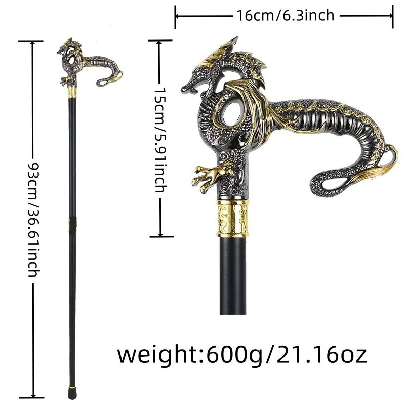 Silver & Gold Dragon Body Cane