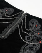 Black Velvet Zip Chain Hot Pants