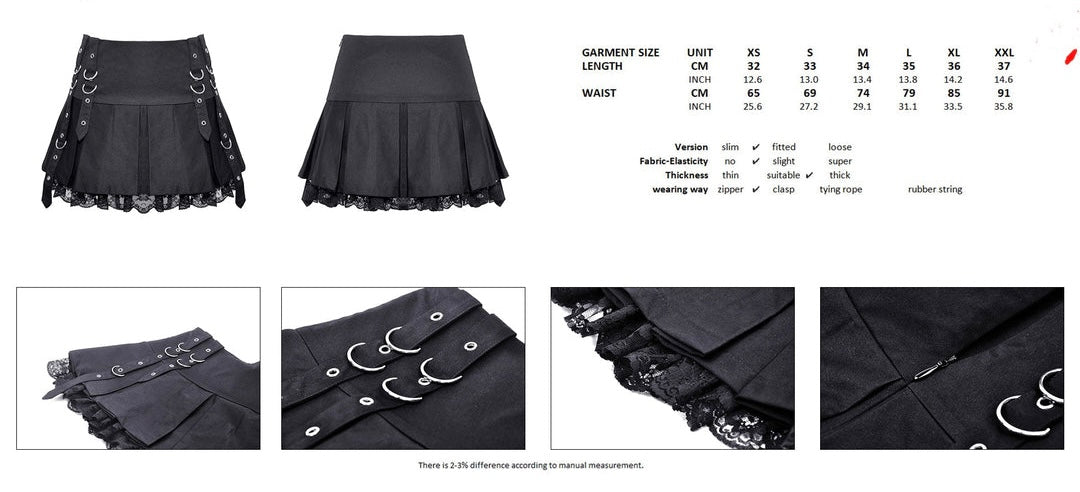 Punk Metal Strap Mini Skirt