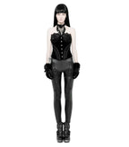Black Gothic Lace PU Leather Leggings