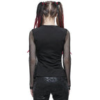 Trio Cutout Fishnet Sleeve Top