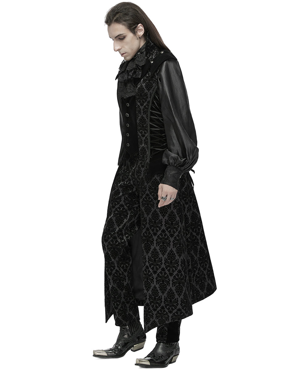 Long Flocked Velvet Waistcoat Jacket