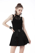 Sleeveless Halter Neck Net Tank Top
