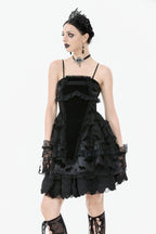 Bat Coffin Ruffle Layer Mini Dress