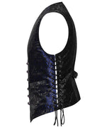 Blue Lace Up Brocade Waistcoat