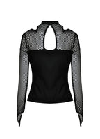 Punk Shoulder Cut Out Net Sleeve Top