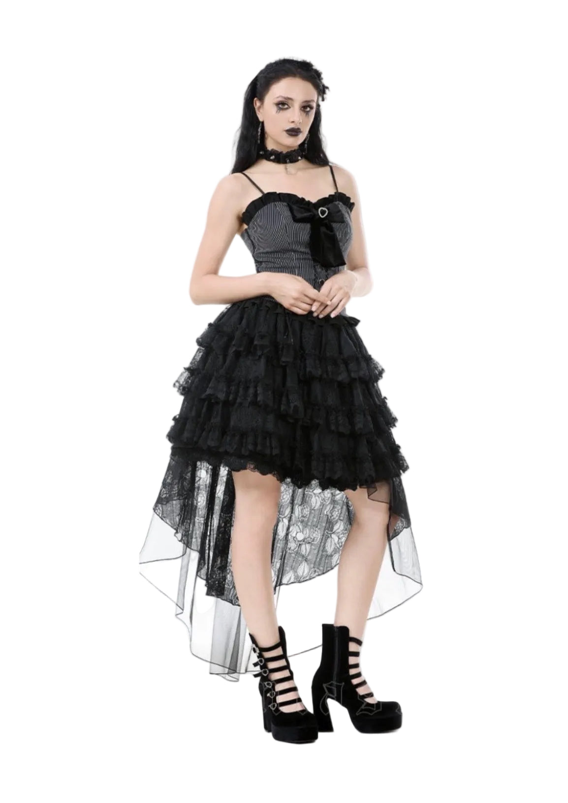 Hi-Lo Net Lace Tail Skirt
