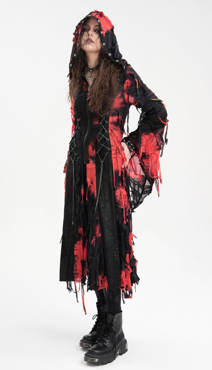 Black & Red Bloody Shredded Hood Jacket