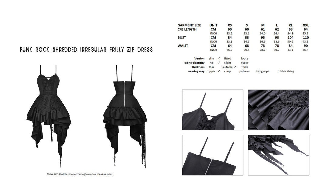 Shredded Frilly Waterfall Dress