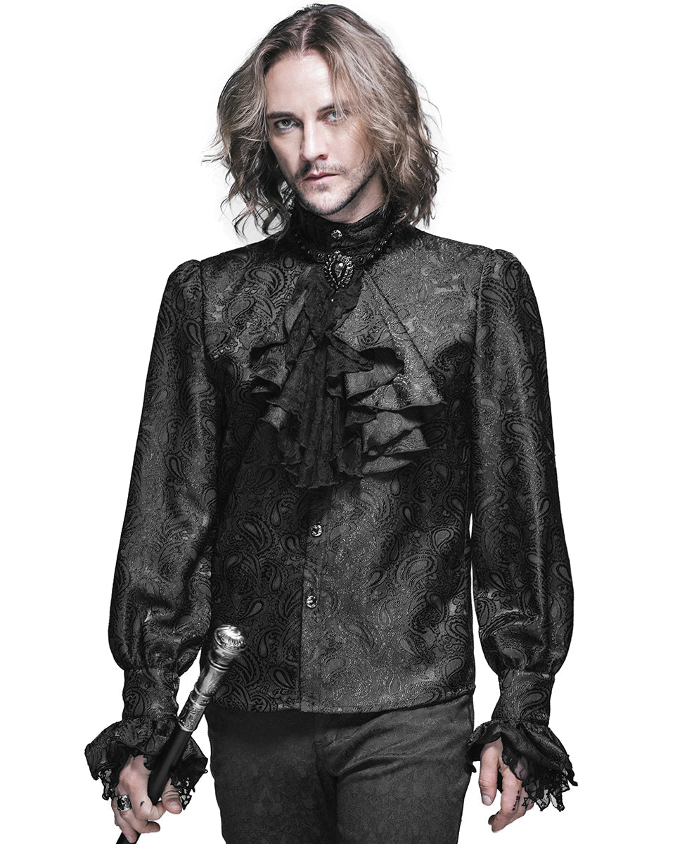 Black Ruffle Jewel Cravat