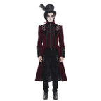 Big Buckle Zip Long Velvet Burgundy Jacket
