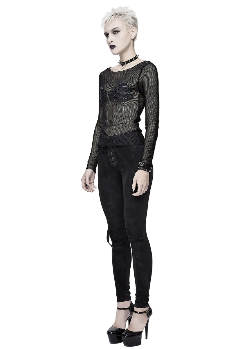 Skeleton Hands Chest Mesh Top