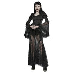 Flared Sleeve Lace High Neck Corset Style Blouse