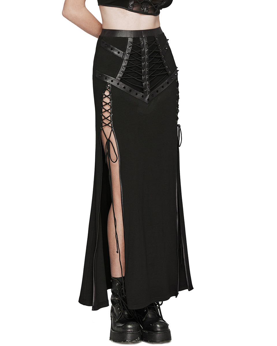 Side Split Lace Up Skirt