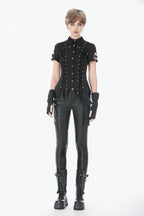 Ruptured Punk Eyelet Lace Up Shirt