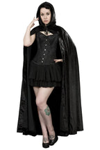 Black Long Velvet Hooded Cape