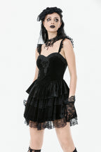 Lace Wing Strap Ruffle Dress