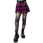 Pink Plaid Chain Mini Skirt