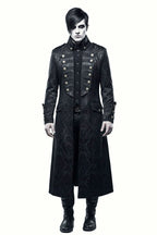 Long Black Brocade Gothic Coat