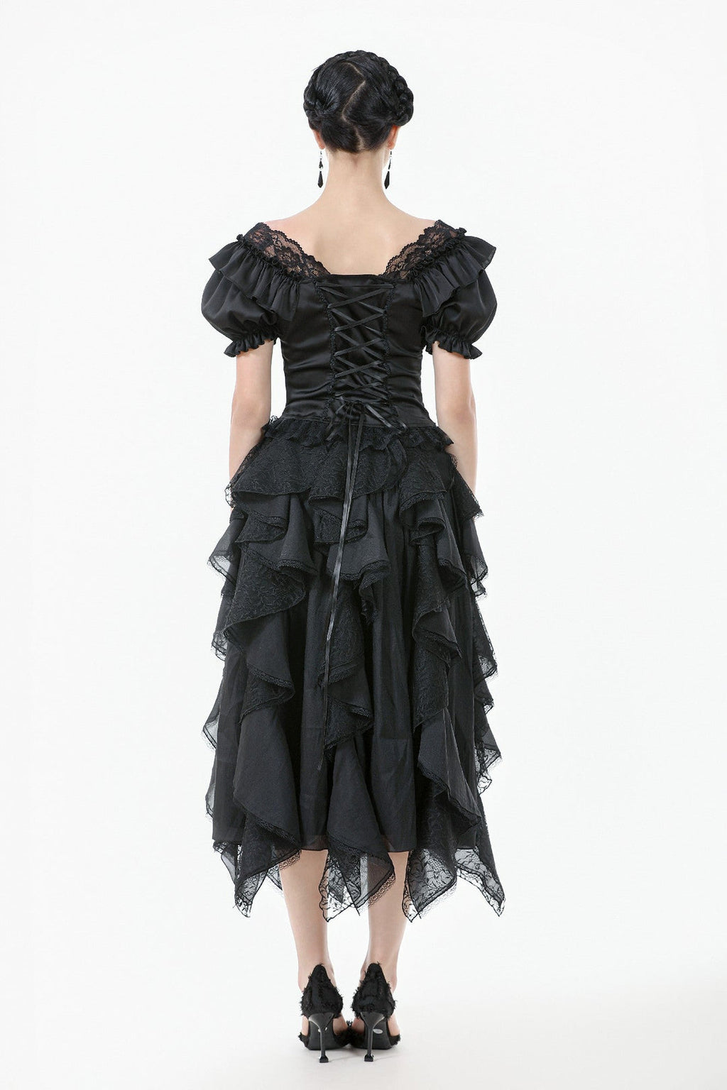 Ruffle Pleat Lace Blouse