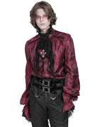 Red Crucifix Jacquard Detachable Cravat Shirt