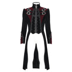 Big Buckle Long Velvet Black Gothic Jacket