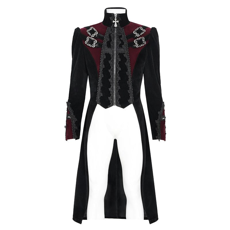 Big Buckle Long Velvet Black Gothic Jacket