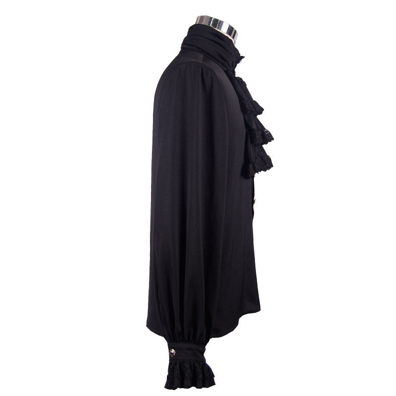 Black Victorian Chiffon Ruffle Shirt