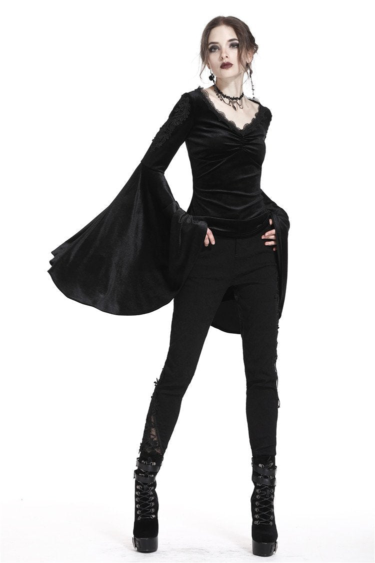 Velvet Big Bat Sleeve Blouse