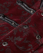 Red Alcazar Button Up Velvet Waistcoat