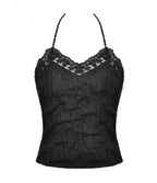 Lace Hem Texture Halter Top