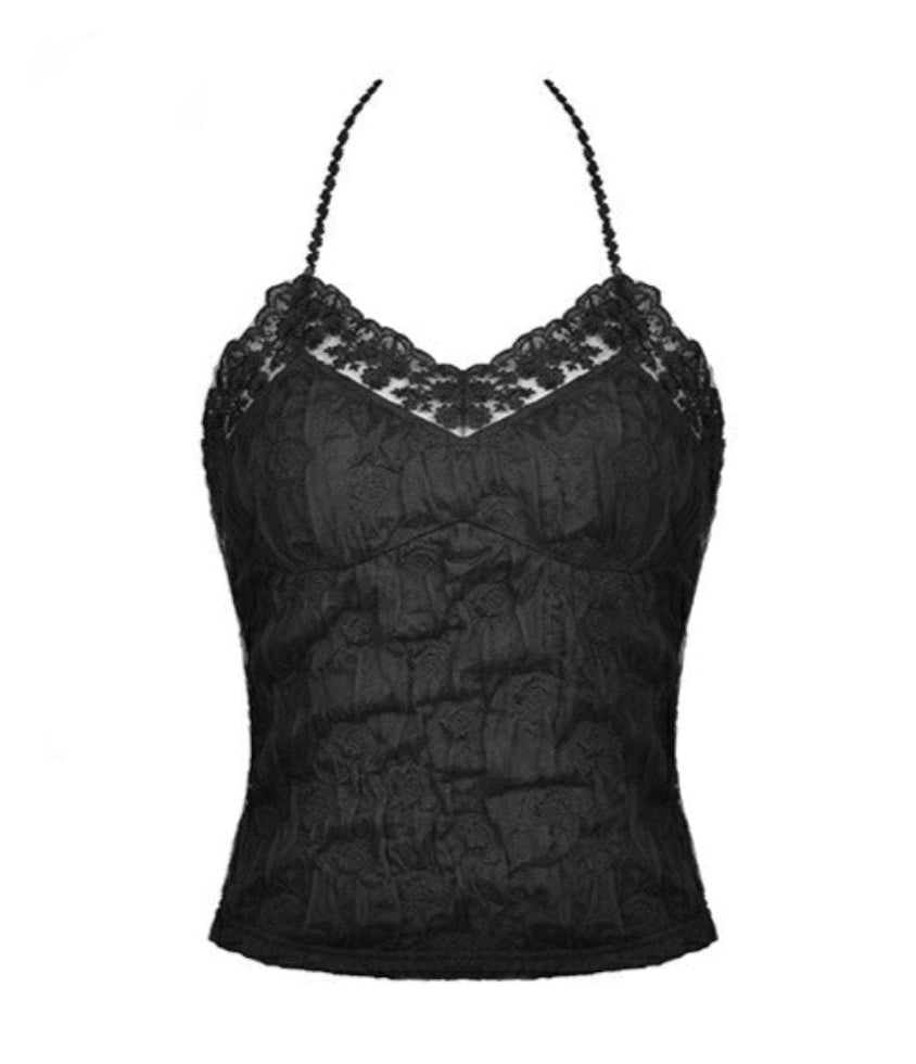 Lace Hem Texture Halter Top