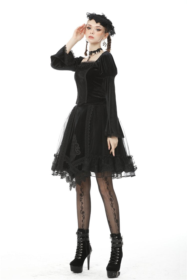 Velvet Hem Mesh Skirt