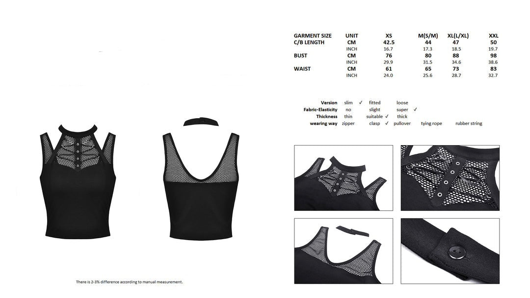 Sleeveless Halter Neck Net Tank Top