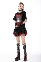 Punk Lace Plaid Mini Skirt