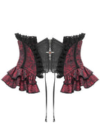 Red Crucifix Rose Frill Corset Belt