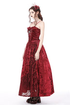 Blood Velvet Chain Maxi Dress