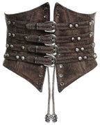 Brown Cinched Buckle Corset