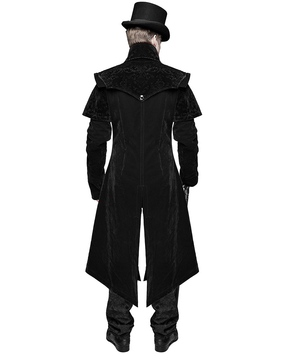 Cape Collar Crucifix Gothic Long Black Coat