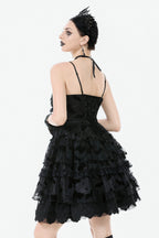 Bat Coffin Ruffle Layer Mini Dress