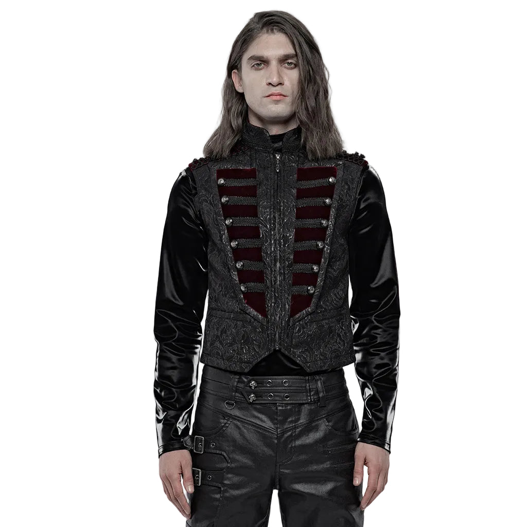 Red Ribcage Style Button Waistcoat