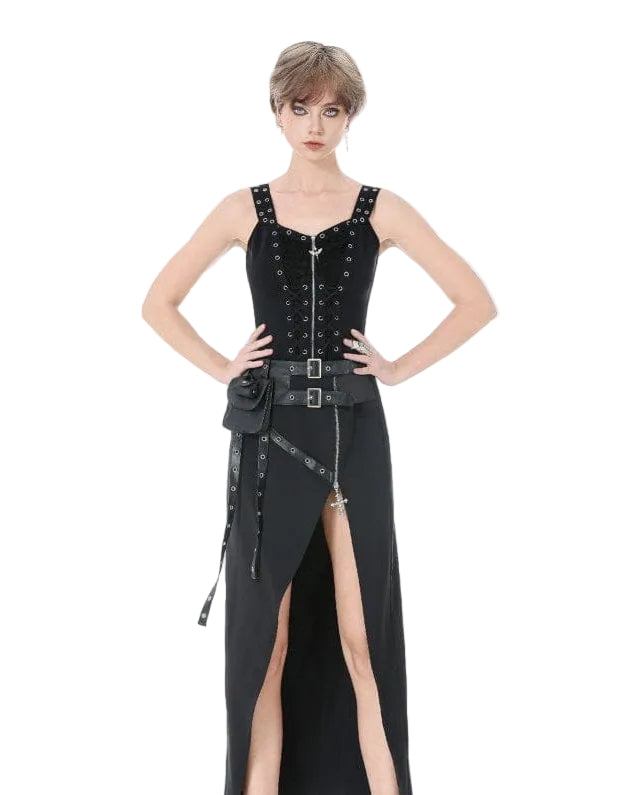 Punk Eyelet Zip Lace Zip Tank Top