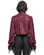 Red Crucifix Jacquard Detachable Cravat Shirt