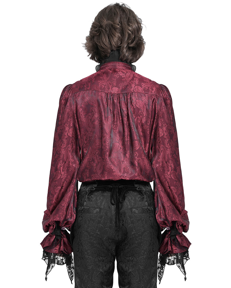 Red Crucifix Jacquard Detachable Cravat Shirt